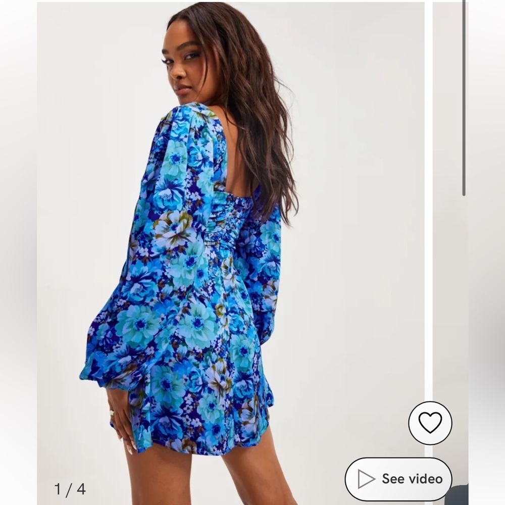 For love and lemons Astor floral blue mini dress - Picture 7 of 14
